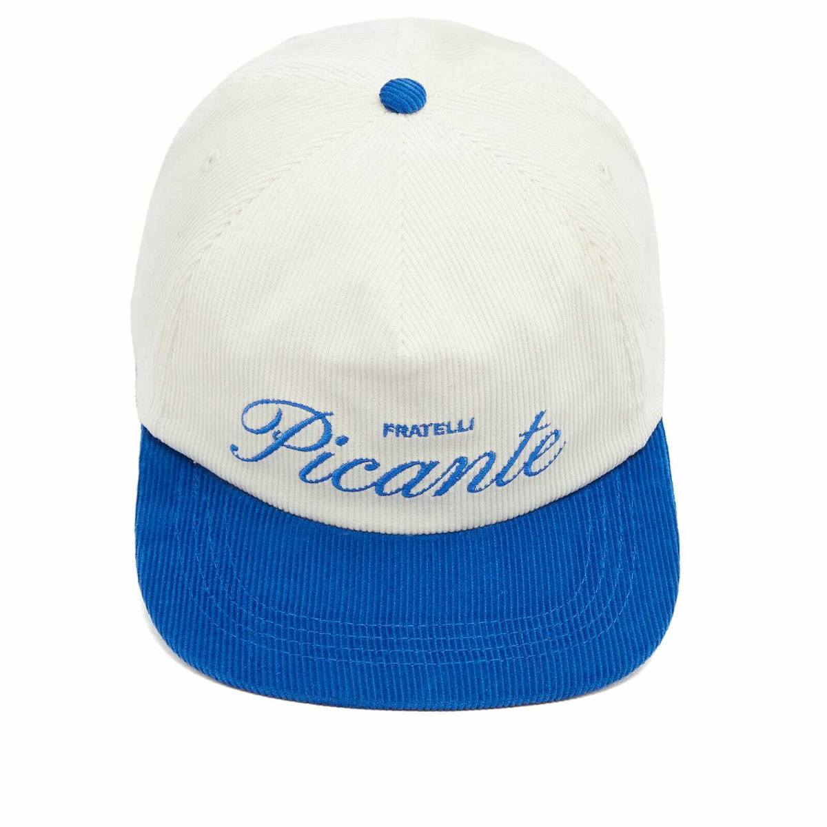 END. x PICANTE Cord Crew Cap in Ivory/Royal Blue 