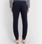 Beams Plus - Slim-Fit Tapered Grosgrain-Trimmed Cotton-Blend Twill Drawstring Trousers - Blue