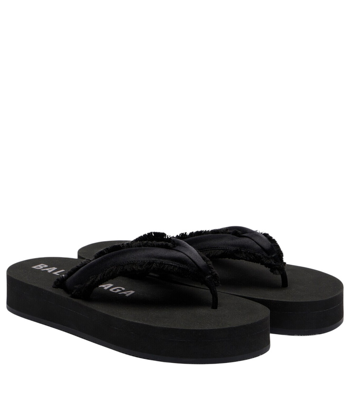Photo: Balenciaga Cushy fringed satin platform thong sandals