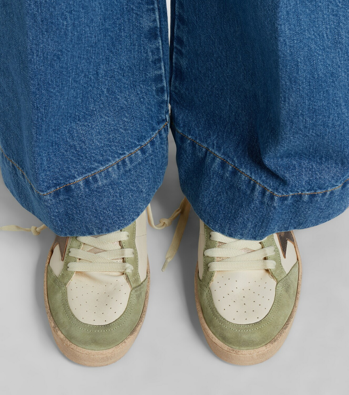 Golden Goose Ball Star suede-trimmed leather sneakers