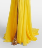 Roberto Cavalli Cutout silk chiffon gown