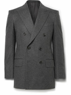 TOM FORD - Double-Breasted Prinstriped Wool-Flannel Blazer - Gray