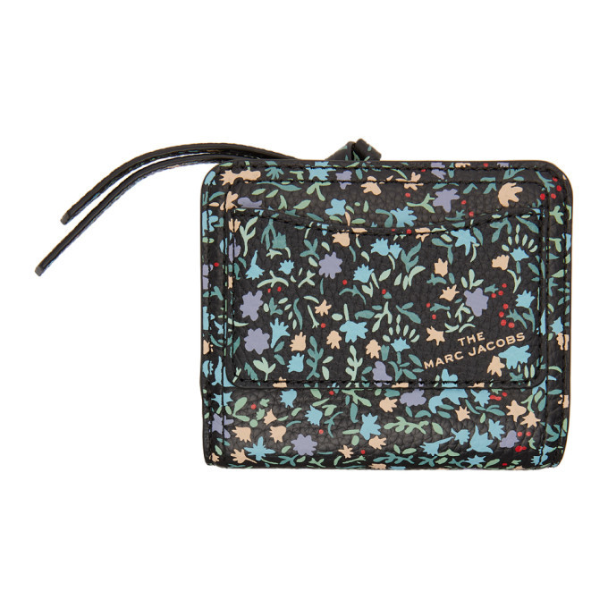 Marc Jacobs Black Mini Ditsy Floral The Softshot Compact Wallet