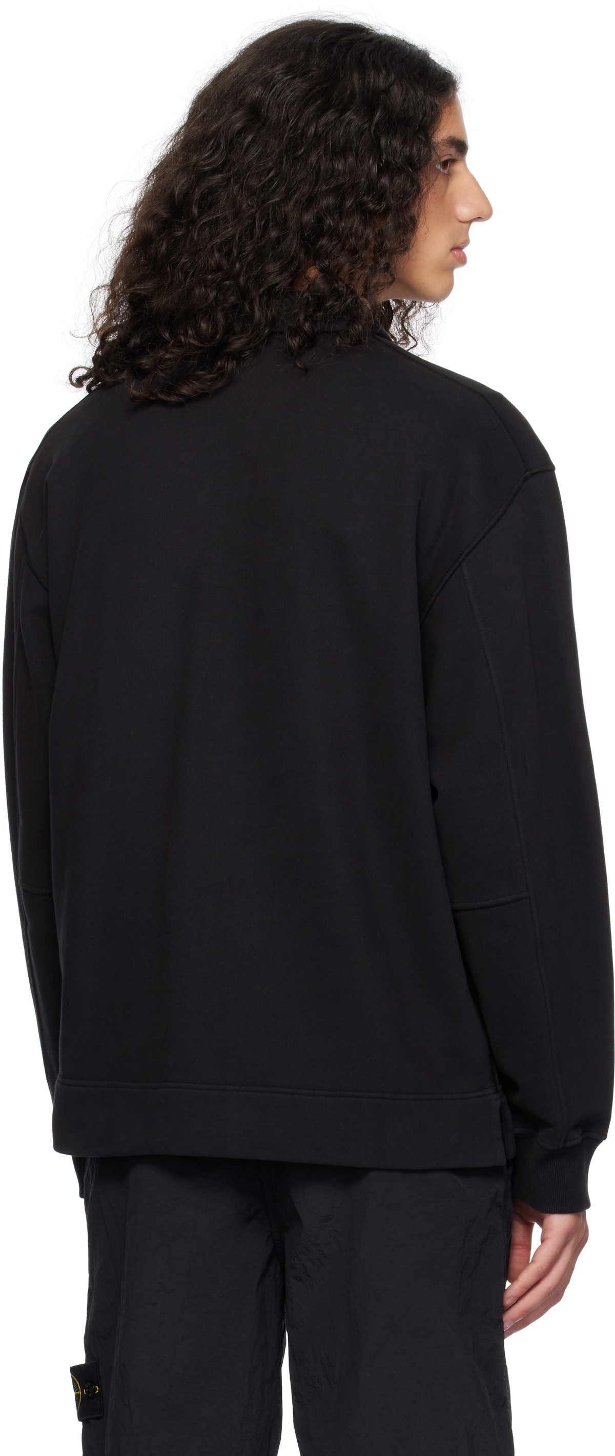 トップス 23ss stone  half zip knit polo Stone Island Black Half-Zip Polo Stone Island