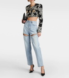 Area Crystal-embellished straight jeans