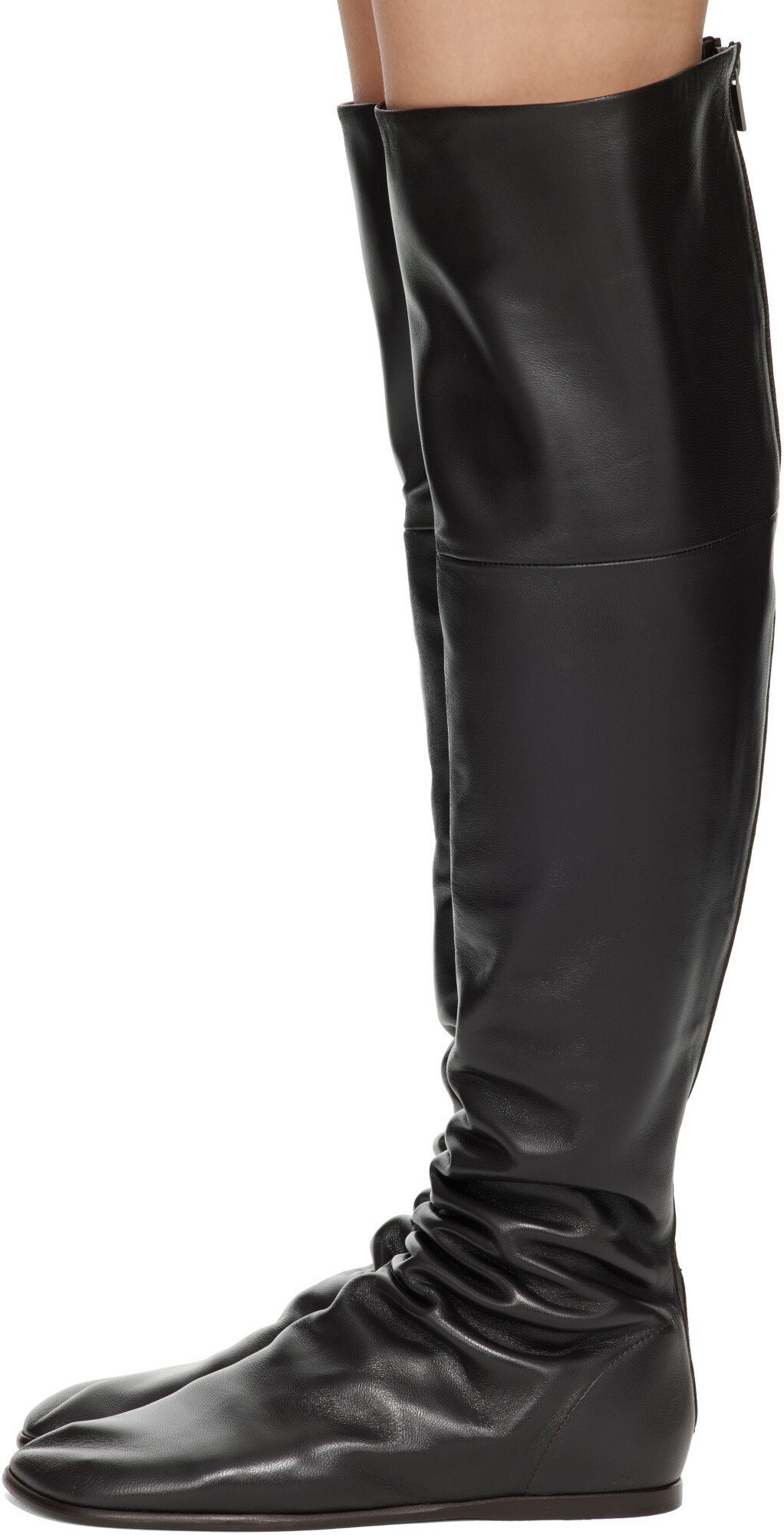 LEMAIRE Black Knee Top Glove Flat Boots