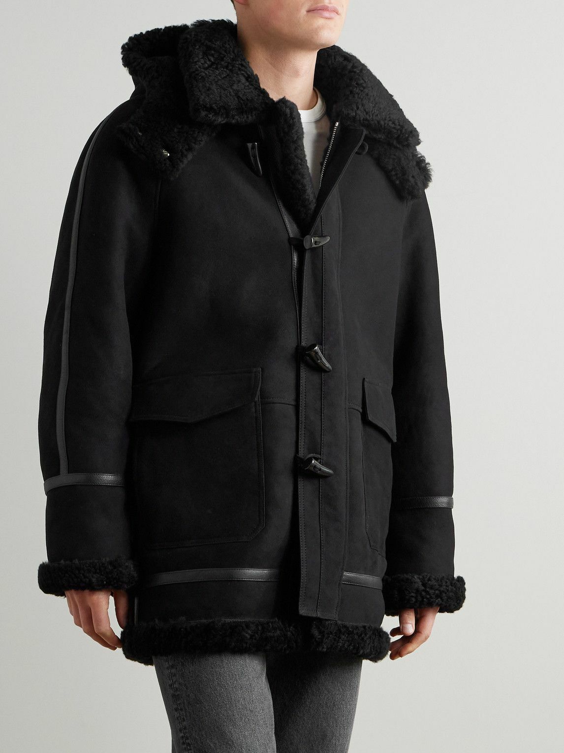 Mr P. - Oversized Shearling Duffle Coat - Black
