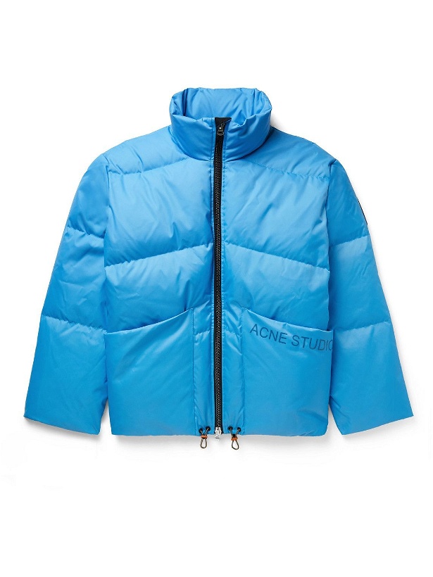 Photo: Acne Studios - Oversized Logo-Print Quilted Shell Down Jacket - Blue