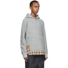 Comme des Garcons Homme Grey Wool Shirttail Hem Hoodie