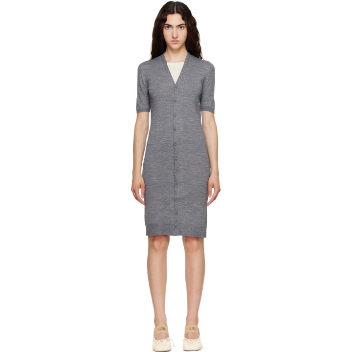 Photo: MM6 Maison Margiela Gray & Off-White Trompe L'Oeil Cardigan Midi Dress