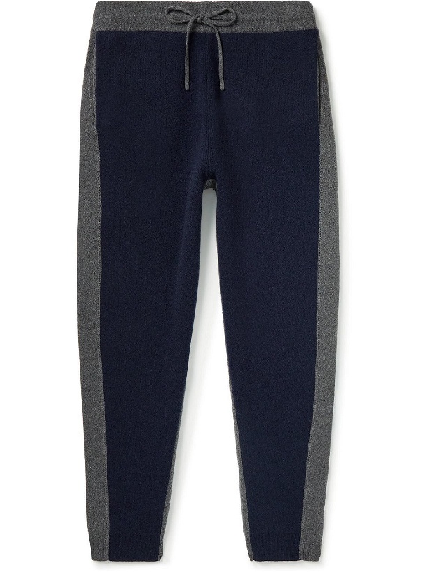 Photo: Theory - Alcos Tapered Colour-Block Wool and Cashmere-Blend Sweatpants - Blue
