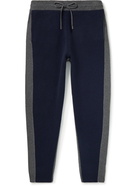 Theory - Alcos Tapered Colour-Block Wool and Cashmere-Blend Sweatpants - Blue