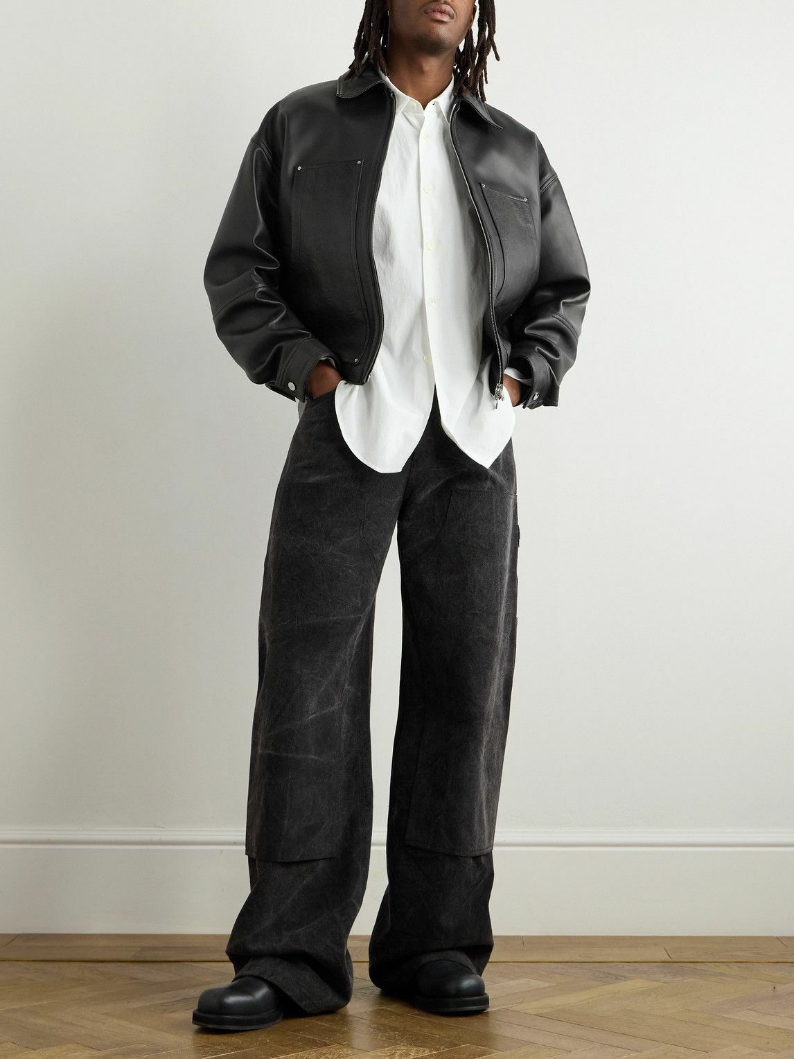 AMIRI - Logo-Debossed Leather Jacket - Black