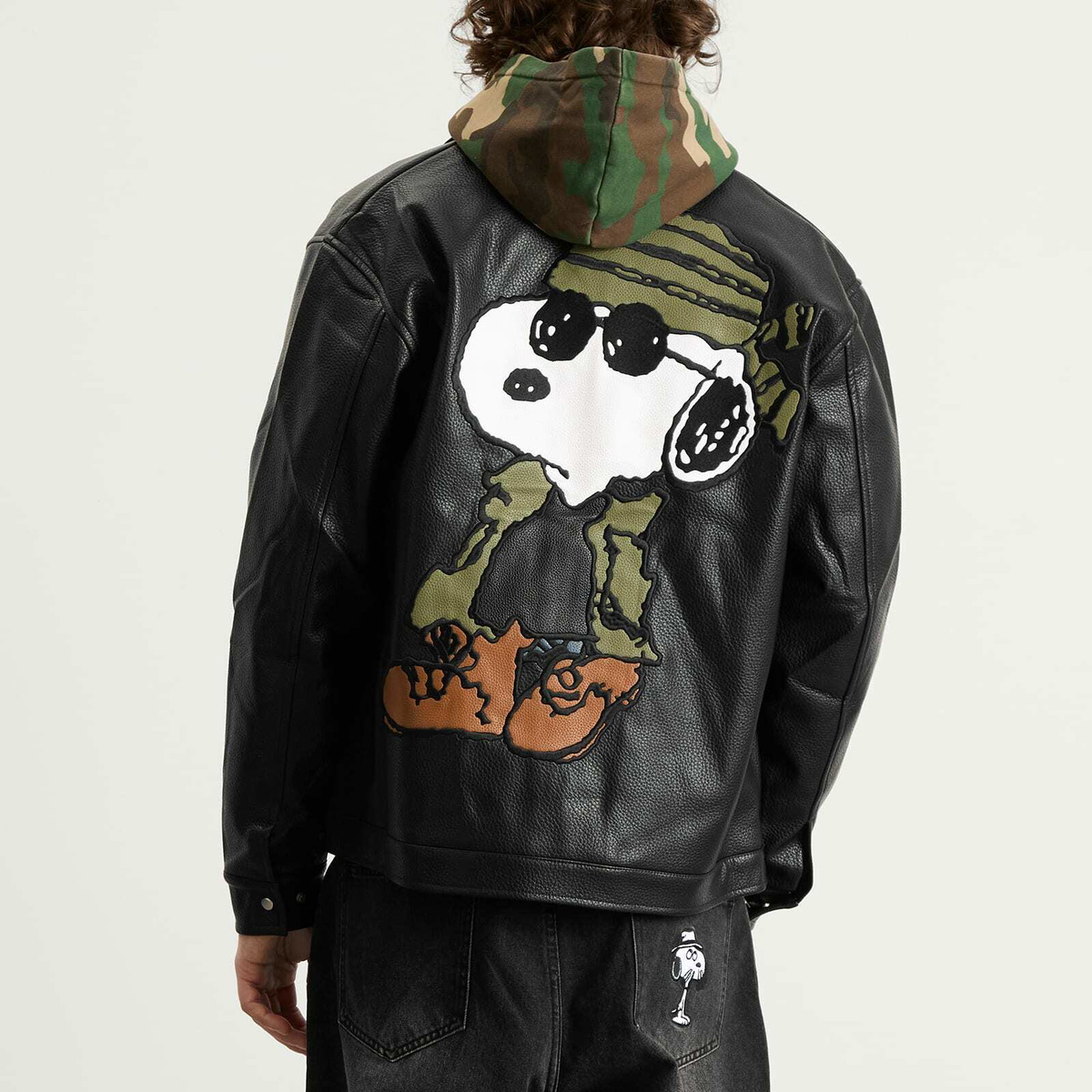 Butter Goods Men's x Peanuts Guard Dog PU Leather Jacket in Black