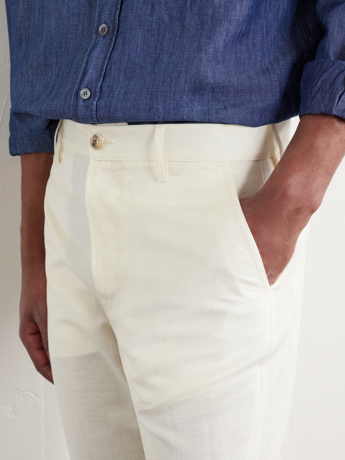 Canali - Straight-Leg Wool and Linen-Blend Twill Suit Trousers - White