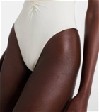 Magda Butrym Floral-appliqué ruched swimsuit