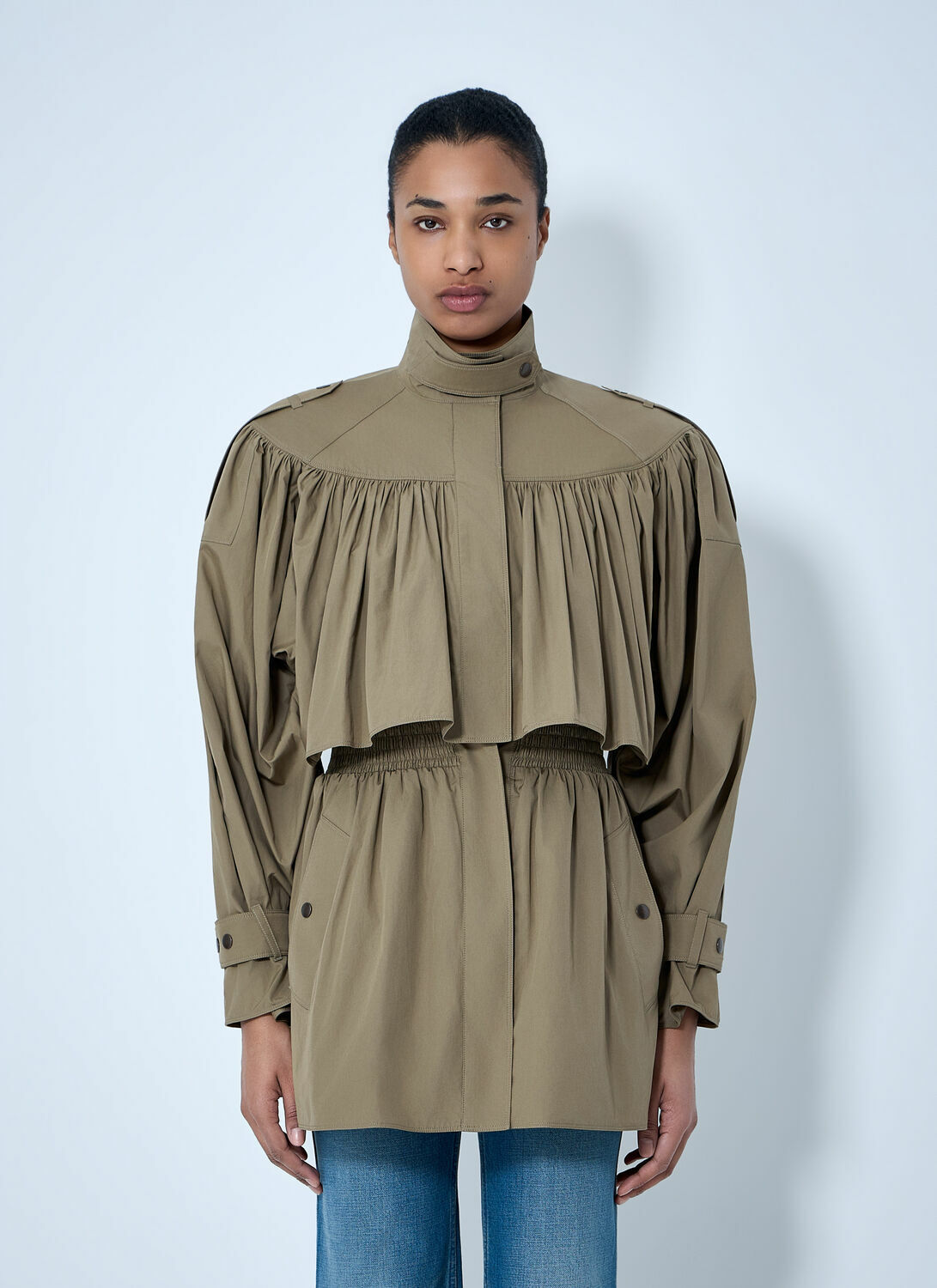 Chloé Gathered High-Collar Jacket