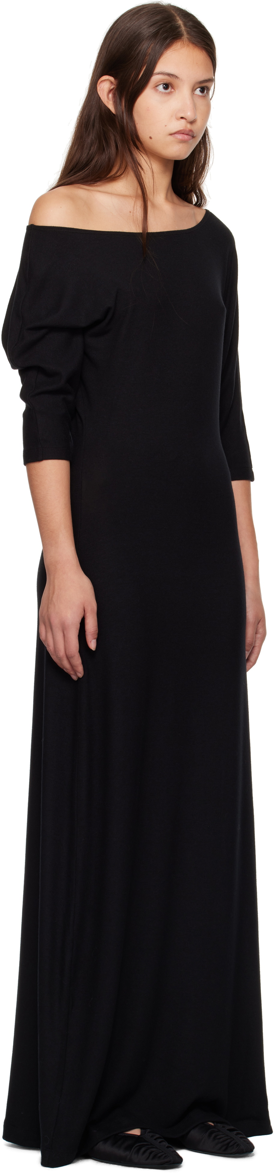 LESET Black Lauren Off Shoulder Maxi Dress