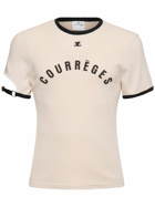 COURREGES Logo Print Cotton T-shirt with buckle