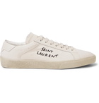 Saint Laurent - SL/06 Leather-Trimmed Distressed Canvas Sneakers - Men - Cream