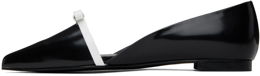 KIMHĒKIM Black & White Gabriel Pointy-Toe Leather Ballerina Flats