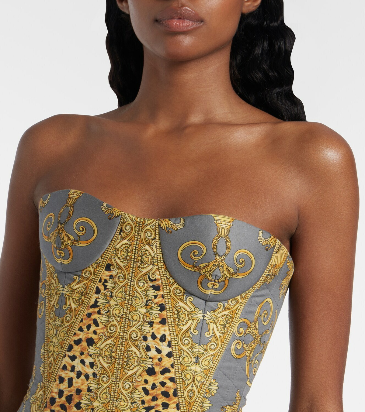 Versace Printed cotton corset bodysuit