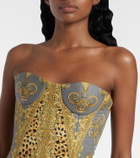 Versace Printed cotton corset bodysuit