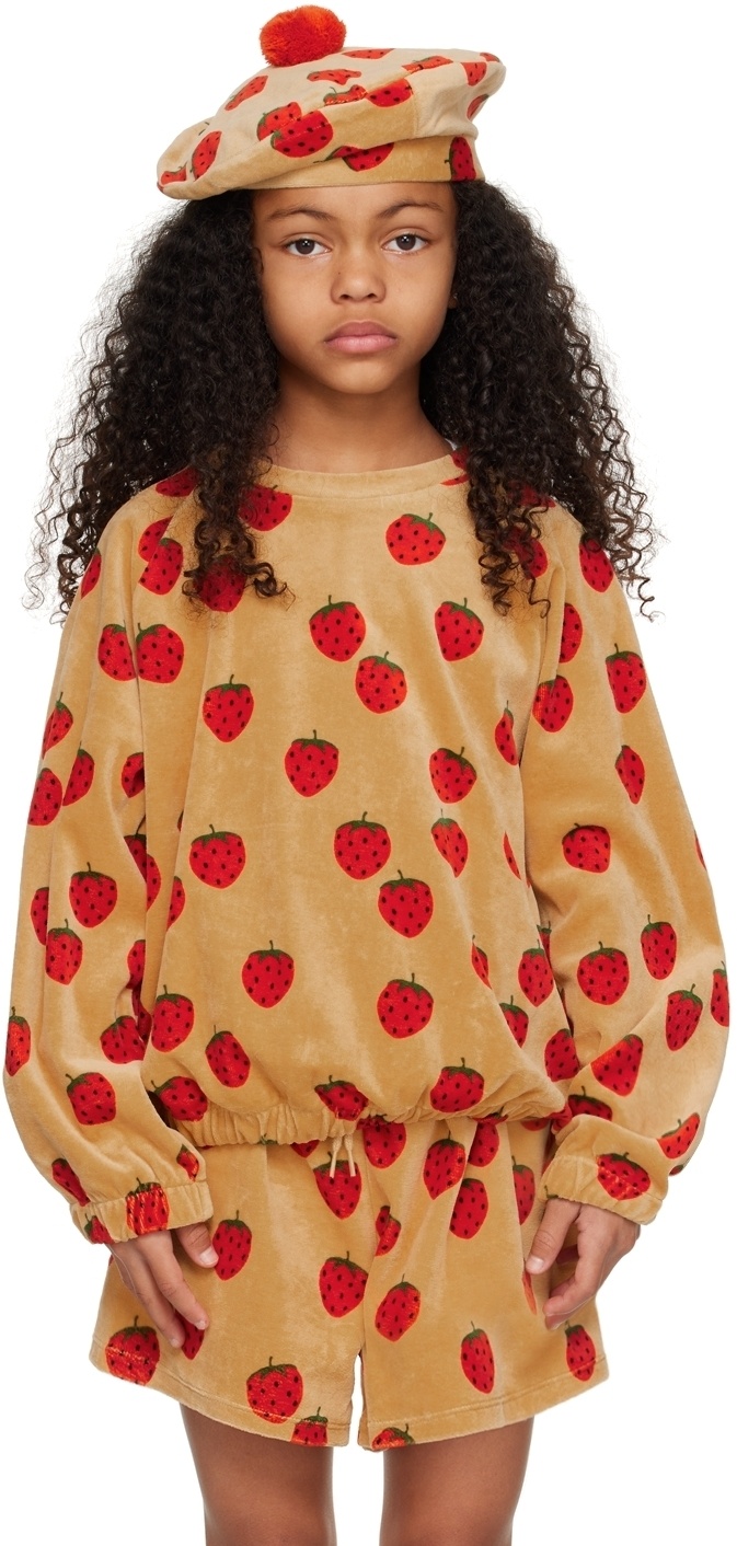 Mini Rodini Kids Beige Strawberries Sweatshirt Mini Rodini