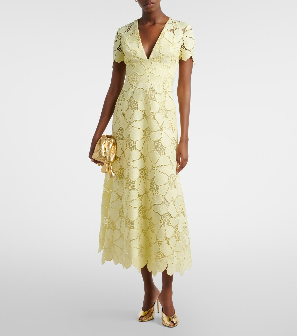 Elie Saab Floral silk-blend guipure midi dress