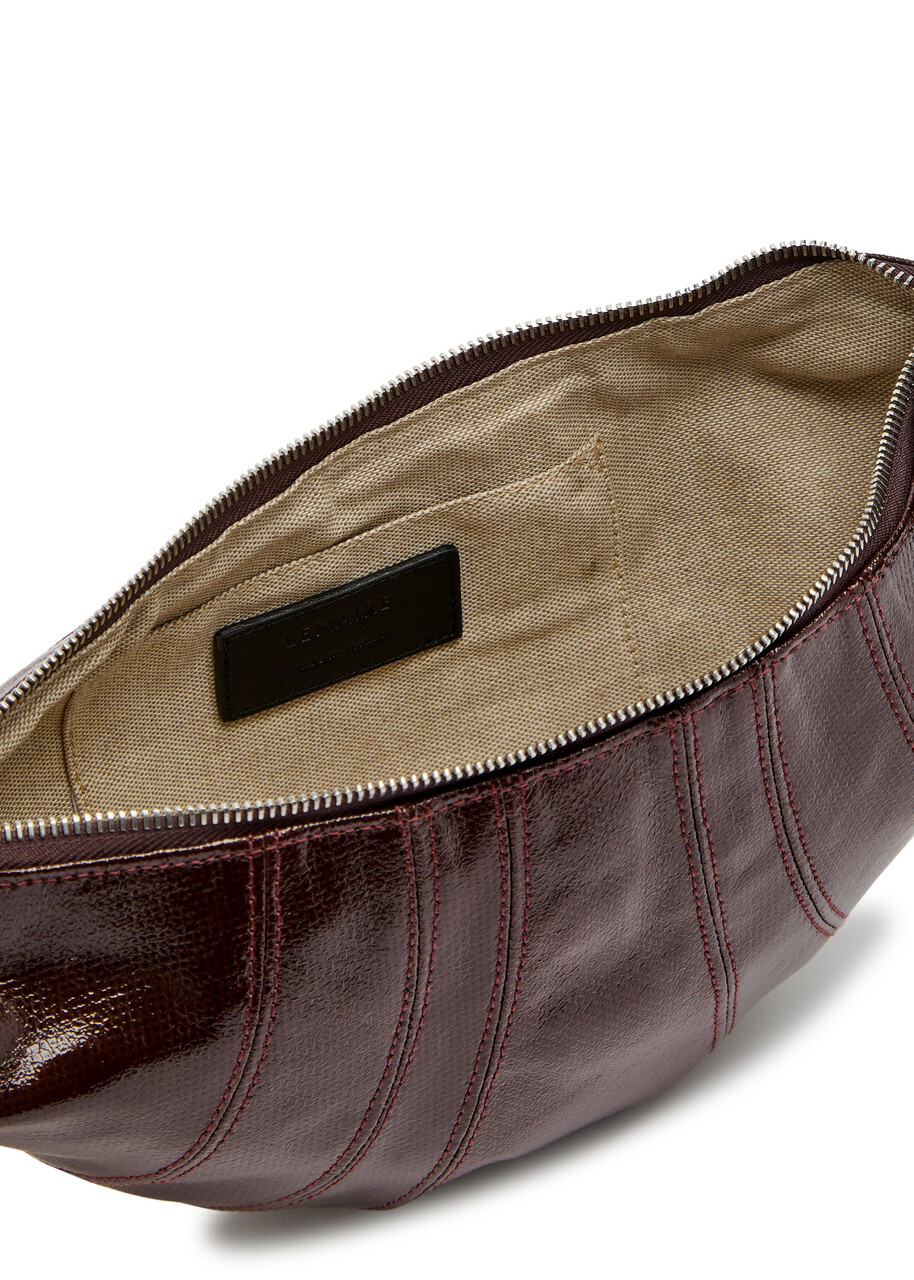 Lemaire Croissant Small Glossed Leather Shoulder bag - Chocolate - One Size