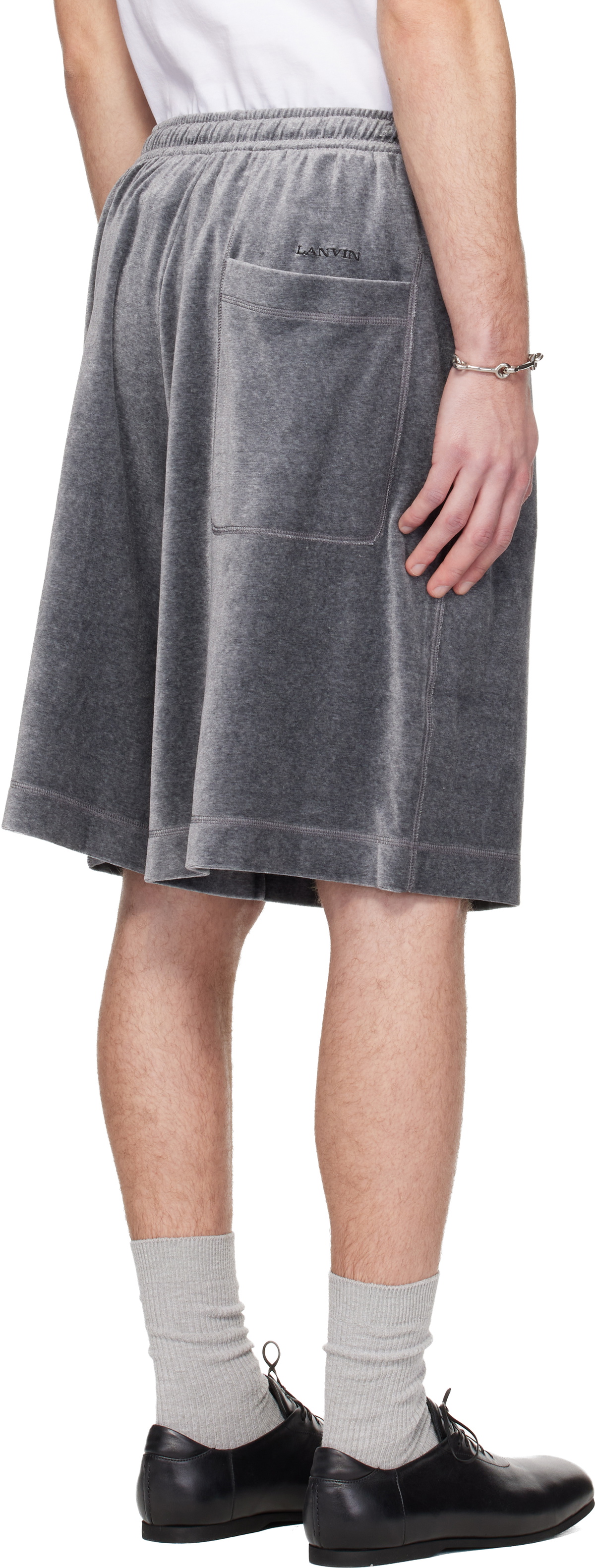 Lanvin Gray Velvet Bermuda Shorts