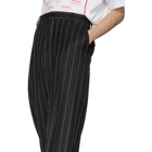 Versace Black Wool Logo Pinstripe Trousers