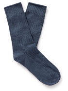 Thunders Love - Ribbed Waffle-Knit Cotton-Blend Socks