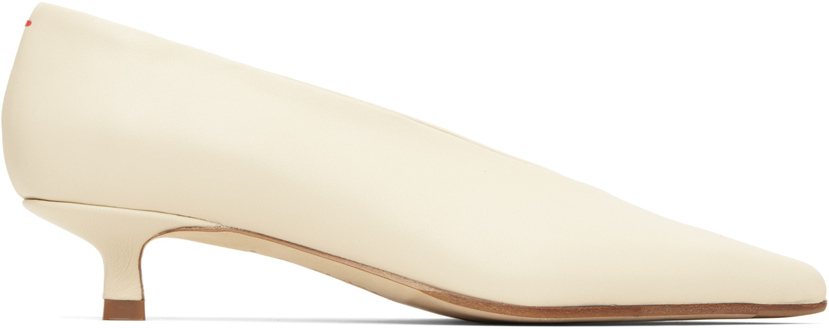 Aeyde Off-White Clara Pointed-Toe Heels