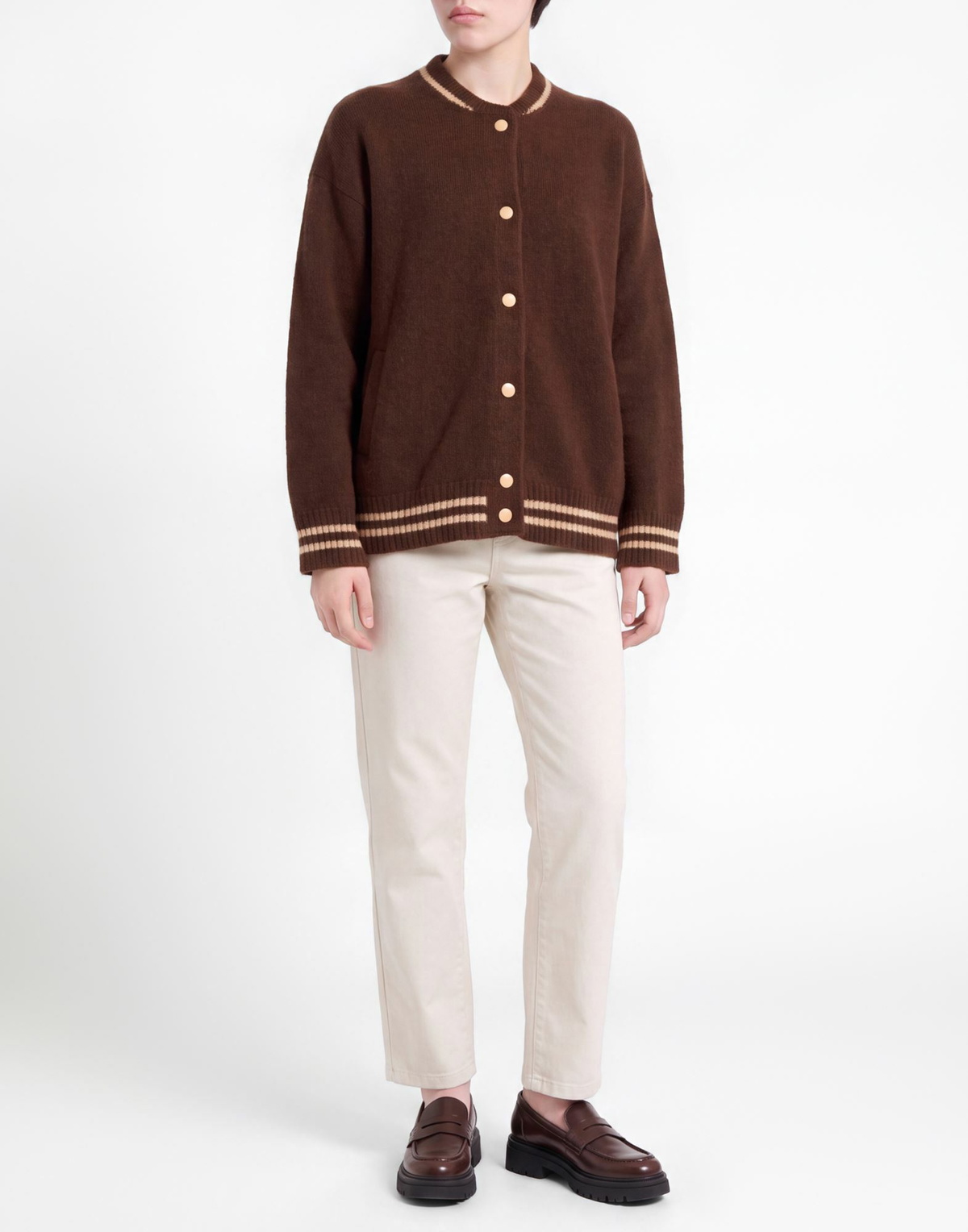 Laneus Womens Cardigan in Brown