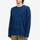 Folk Men's Long Sleeve Striped T-Shirt in Navy/Blue