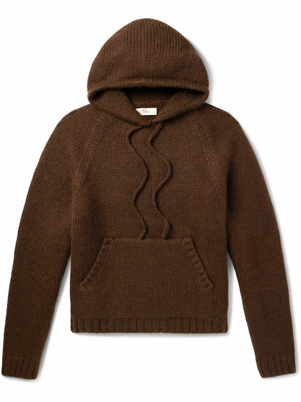 Photo: Cherry Los Angeles - Logo-Embroidered Baby Alpaca and Wool-Blend Hoodie - Brown