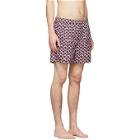 Valentino Navy and Red Scale Swim Shorts
