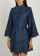 Zimmermann Mohon Broderie Anglaise Denim Mini Dress Navy