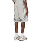 Rhude Gray Baggy Mesh Collegiate Logo Shorts