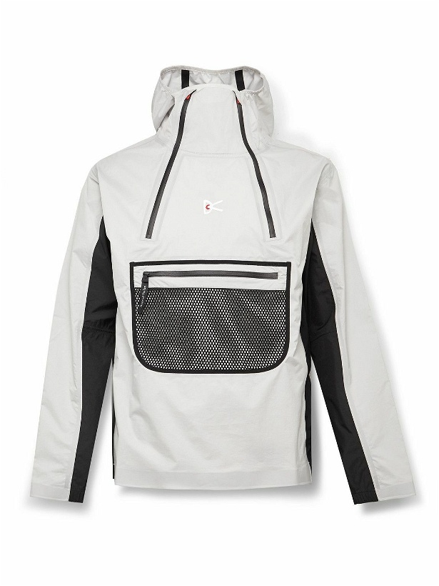 Photo: DISTRICT VISION - Vassa Access Logo-Print Recycled-Shell Half-Zip Hooded Jacket - Gray