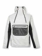 DISTRICT VISION - Vassa Access Logo-Print Recycled-Shell Half-Zip Hooded Jacket - Gray