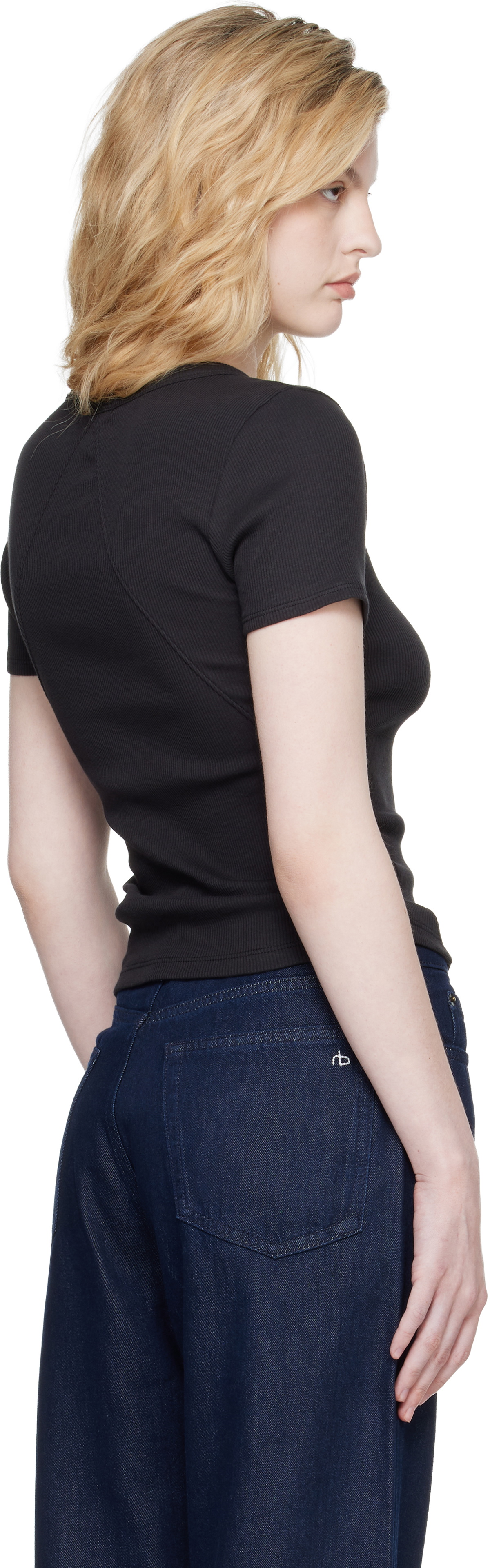 rag & bone Black 'The Essential Ribbed' T-shirt
