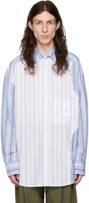Photo: Feng Chen Wang Blue & White Paneled Shirt