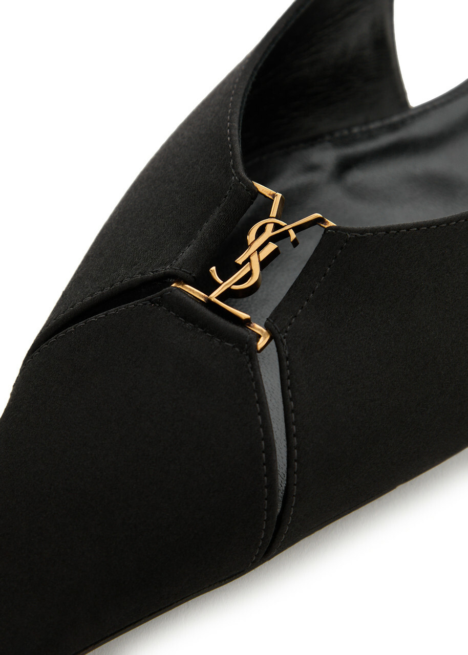 Saint Laurent Babylone Satin Slingback Flats Black