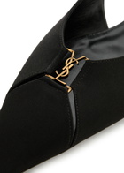 Saint Laurent Babylone Satin Slingback Flats Black