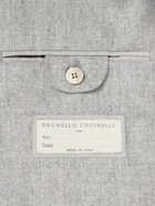 Brunello Cucinelli - Double-Breasted Wool, Silk and Cashmere-Blend Flannel Blazer - Gray