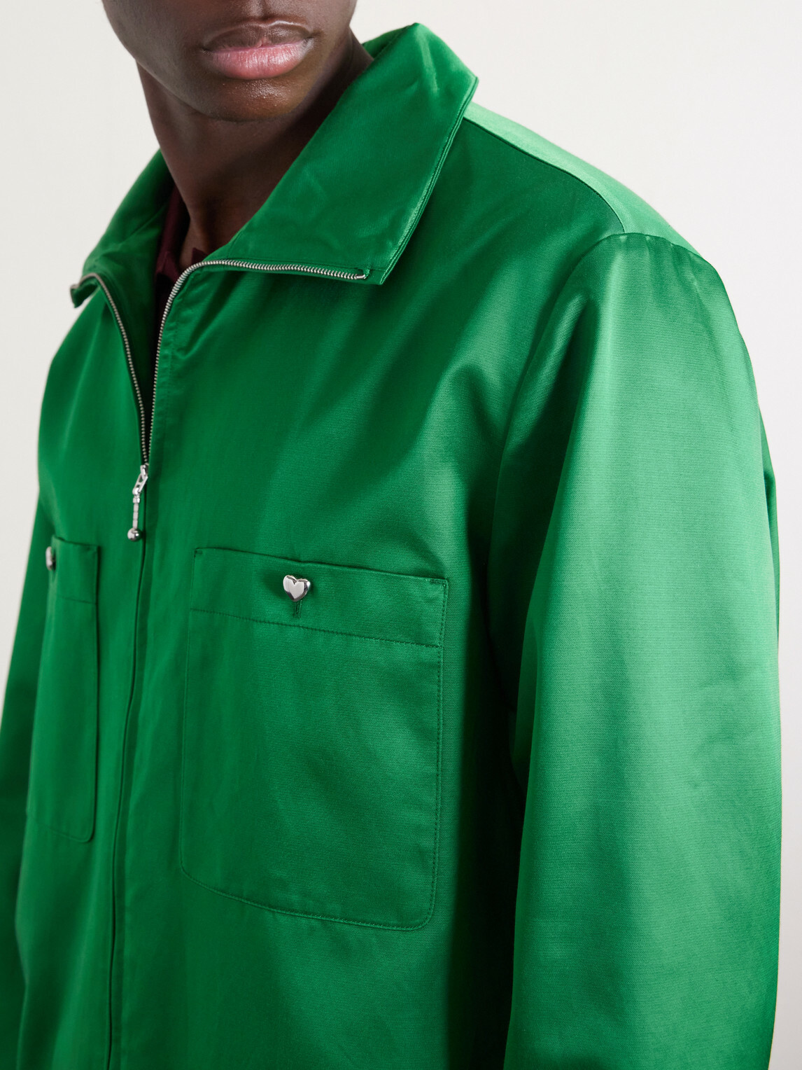 Valentino Garavani - Satin Zip-Up Jacket - Green