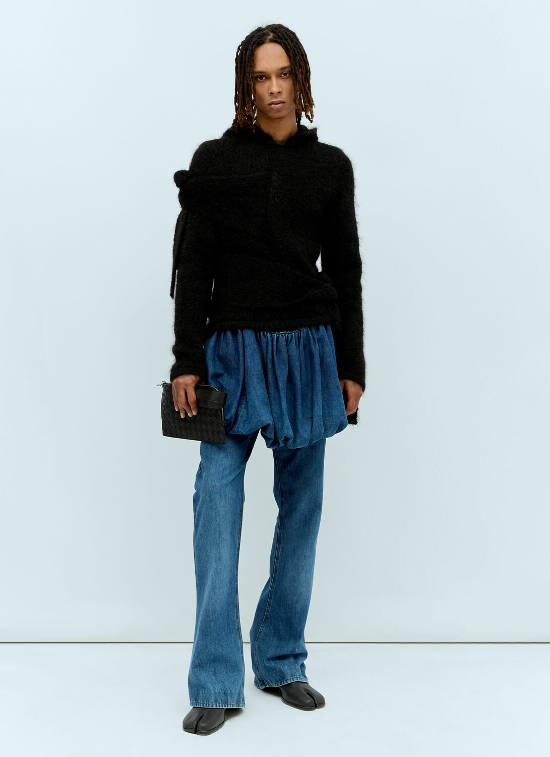 Aaron Esh Mohair Tied Hooded Sweater