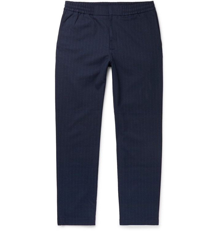 Photo: NN07 - Foss Tapered Pinstriped Flannel Trousers - Blue